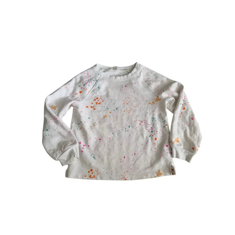 Crewcuts Girls Ivory Multicolor Paint Splatter Sweatshirt
